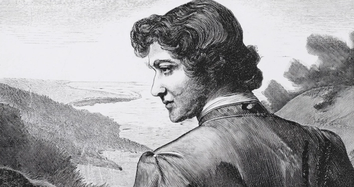 disegno a china di un uomo che guarda un panorama