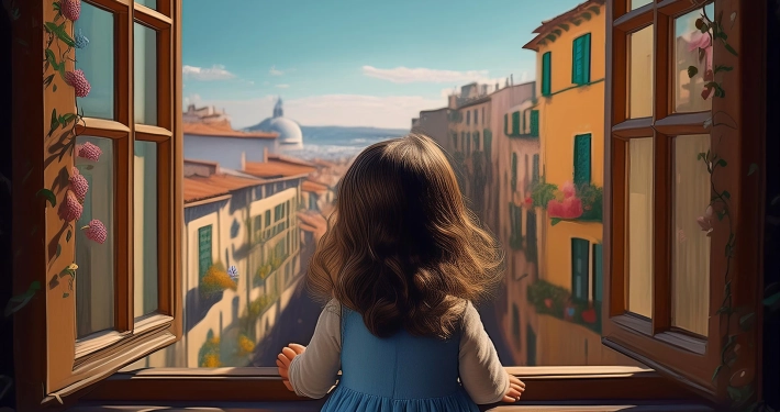 una bambina che si affaccia da una finestra vedo te testi e poesie di vittorio errico blog