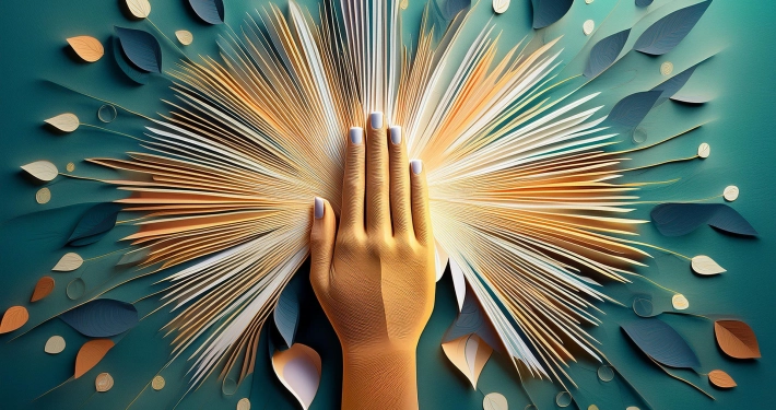 un'illustrazione di una mano dalla quale escono dei raggi di luce un dono di Dio testi e poesie di Vittorio Errico blog